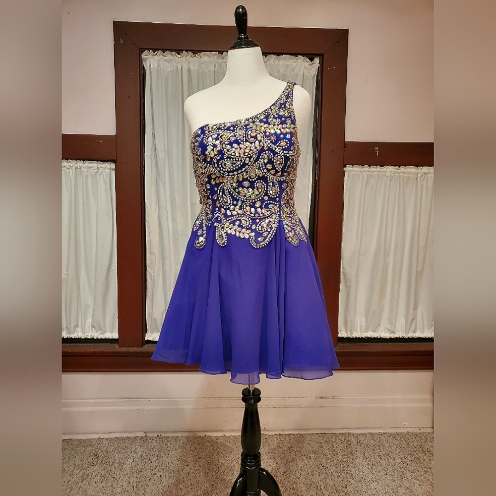 One Shoulder Purple Shortie